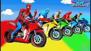 ‎سبايدرمان سباق دراجة فوق أسماك القرش  Spiderman Moto Race on Hardest Shark Track - Funny GTA 5
