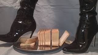 Asmr Crushing Bread In Black High Heels Boots