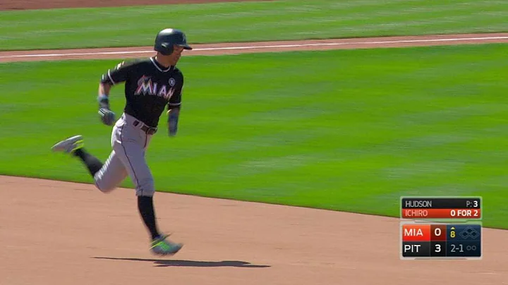 MIA@PIT: Ichiro scores Marlins' first run with homer