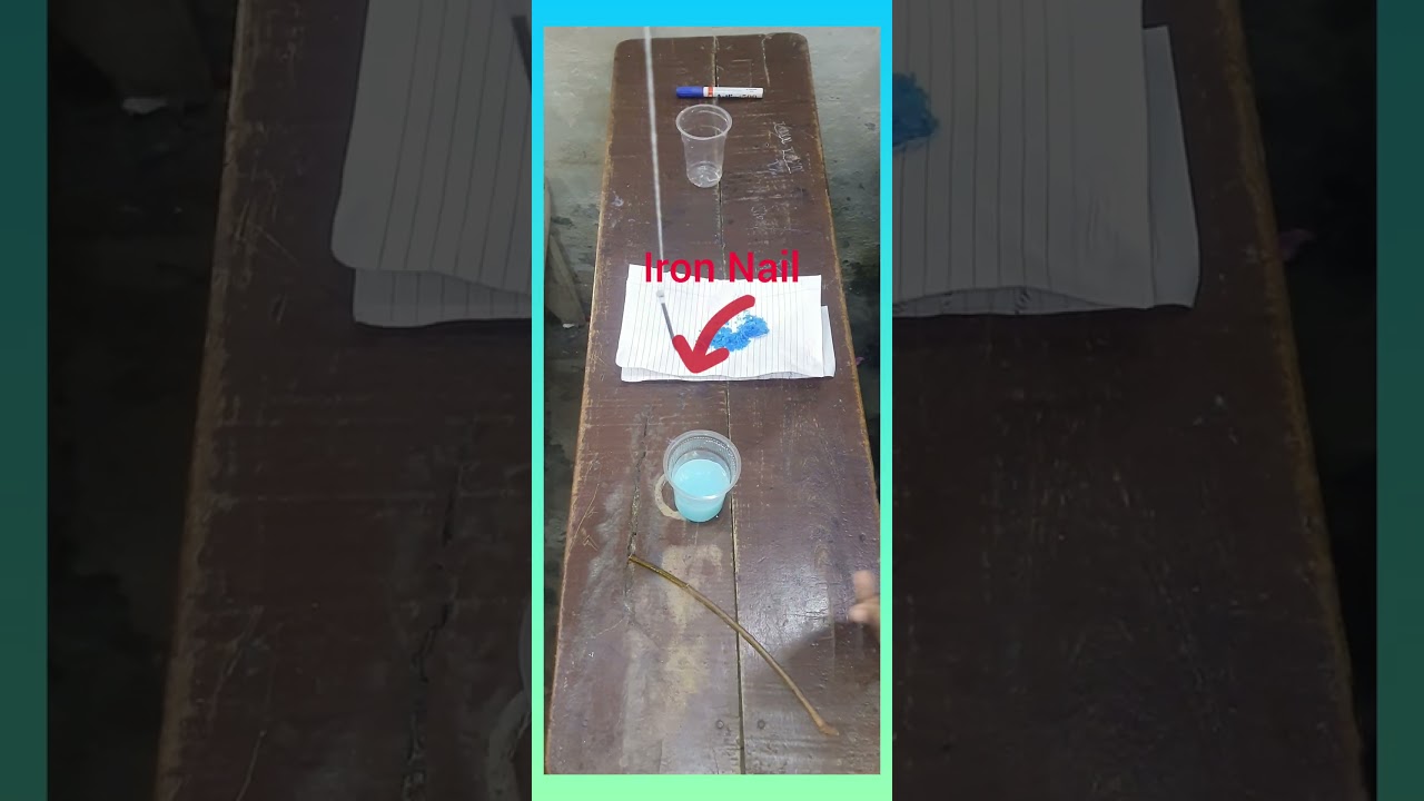 Displacement Reaction Copper Sulphate into Iron Sulphate Blue Vitriol  Chemical reactions Experiment