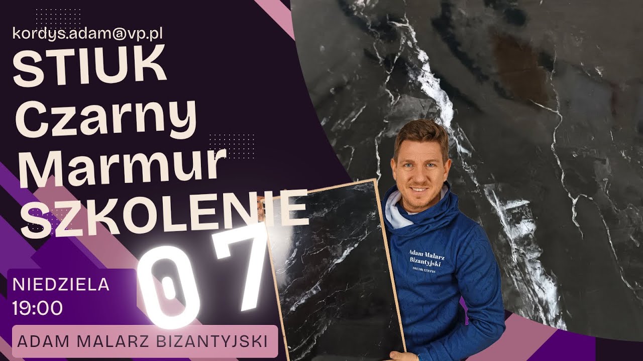 CZARNY MARMUR, STIUK. SZKOLENIE. Jak wykonać krok po kroku stiuk w efekcie czarnego marmuru.