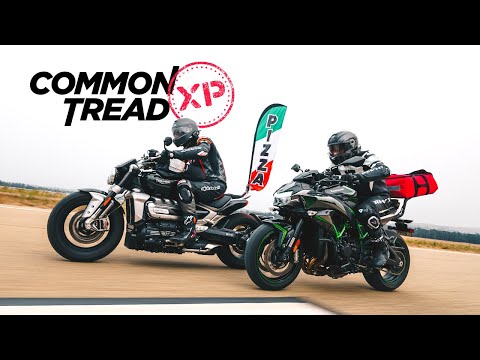 World’s Fastest Pizza Delivery? Kawasaki Z H2 vs. Triumph Rocket 3 | Common Tread XP
