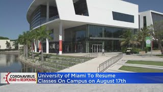 Classes To Resume On University Of Miami Campus In August