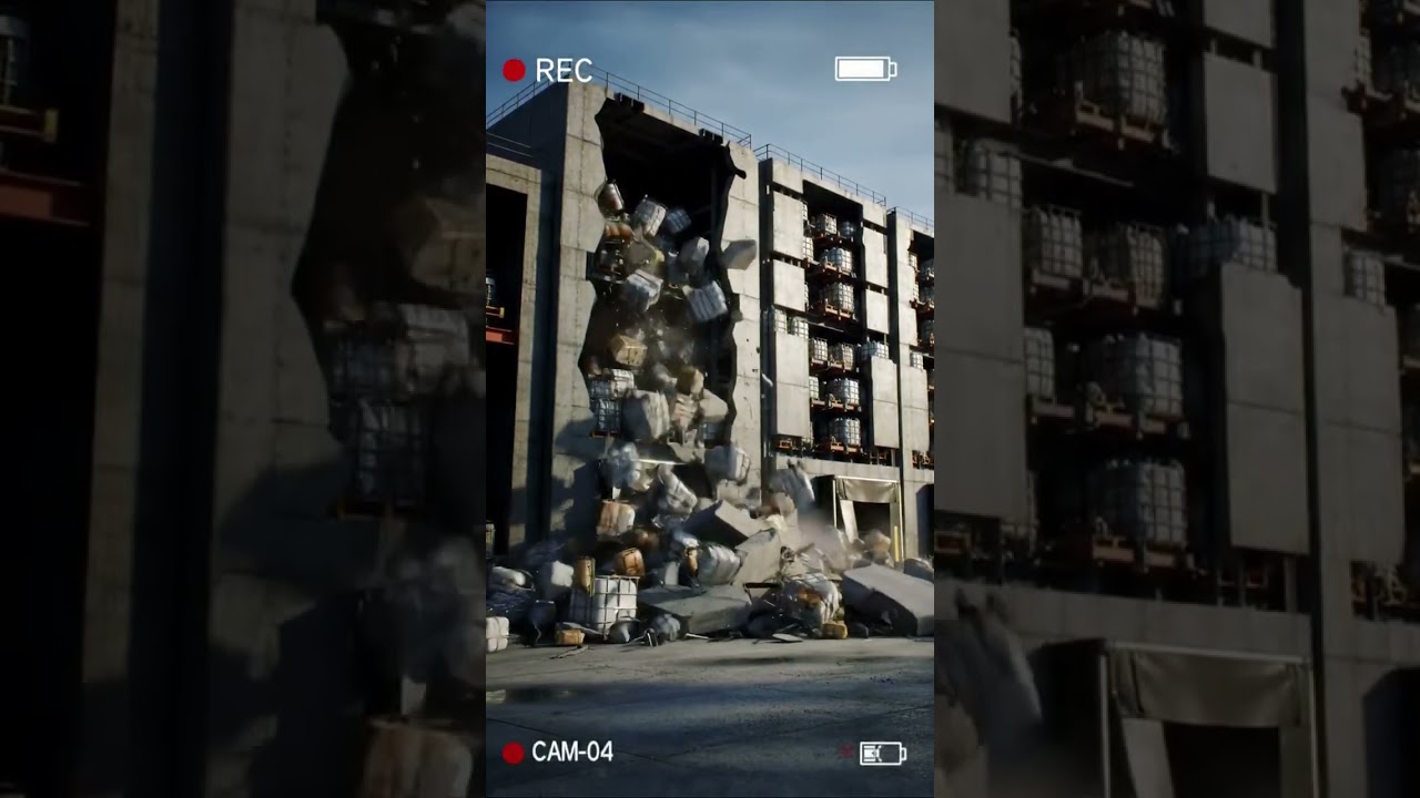 Warehouse Collapse Caught on Security Camera (CAM-04) 