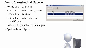 SE0712 Tabellen (Listview) - VB.NET Oberflächen und Ereignisprogrammierung