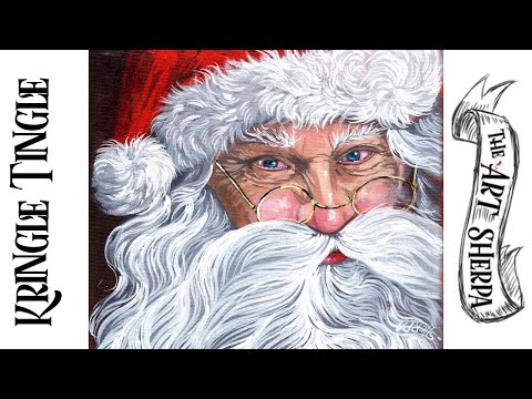 Santa Portrait Acrylic step by step tutorial | TheArtSherpa