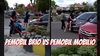 Tak Terima Mobilnya Diserempet, Wanita Ini Nekat Naik Kap Mobil Brio Minta Tanggung Jawab.