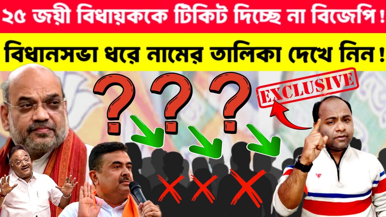 ব্রেকিং নিউজ: এই ২৫ জয়ী বিধায়ককে এবার টিকিট দিচ্ছে না বিজেপি❗বিধানসভা ধরে নামের তালিকা দেখুন❗