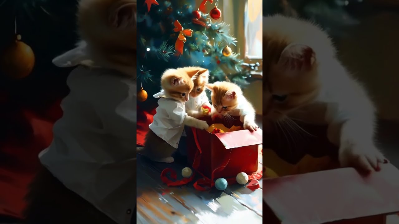 Человекоподобные кошки украшают рождественскую елку! 🎄🐱✨