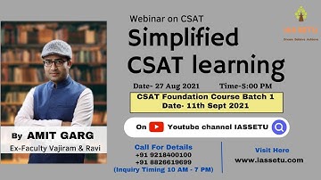 Webinar on CSAT by Amit Garg (Ex Faculty Vajiram and Ravi)