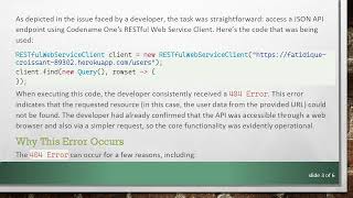 Addressing the 404 Error in Codename One's RESTful Web Service Client