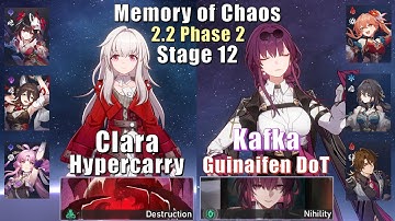 E0 Clara Hyper & E0 Kafka Guinaifen DoT | New Memory of Chaos 12 | 2.2.2 3 Stars | Honkai: Star Rail