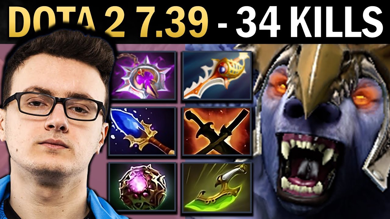Ursa Gameplay Miracle with Rapier and 34 Kills - Dota 7.39