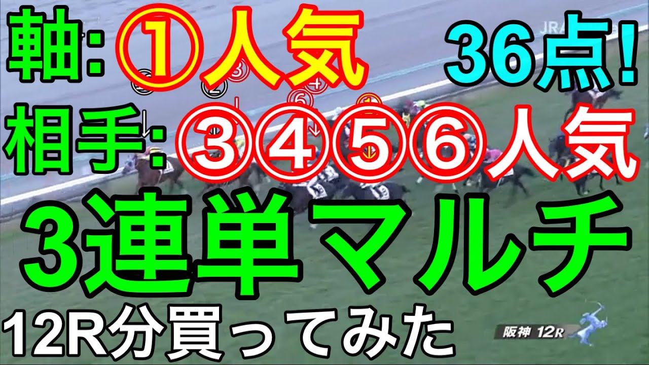 【競馬検証】３連単マルチ！軸①人気、相手③④⑤⑥人気で12R買ってみた！（４万投資）