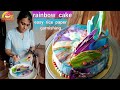 राइस पेपर गार्निश करने का आसान तरीका टिप्स के साथ | no oven,no premix | Scratch rainbow cake