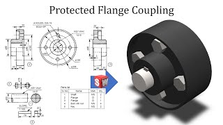 Protected Flange Coupling using SOLIDWORKS | Parts and Assembly | SOLIDWORKS tutorials for beginners