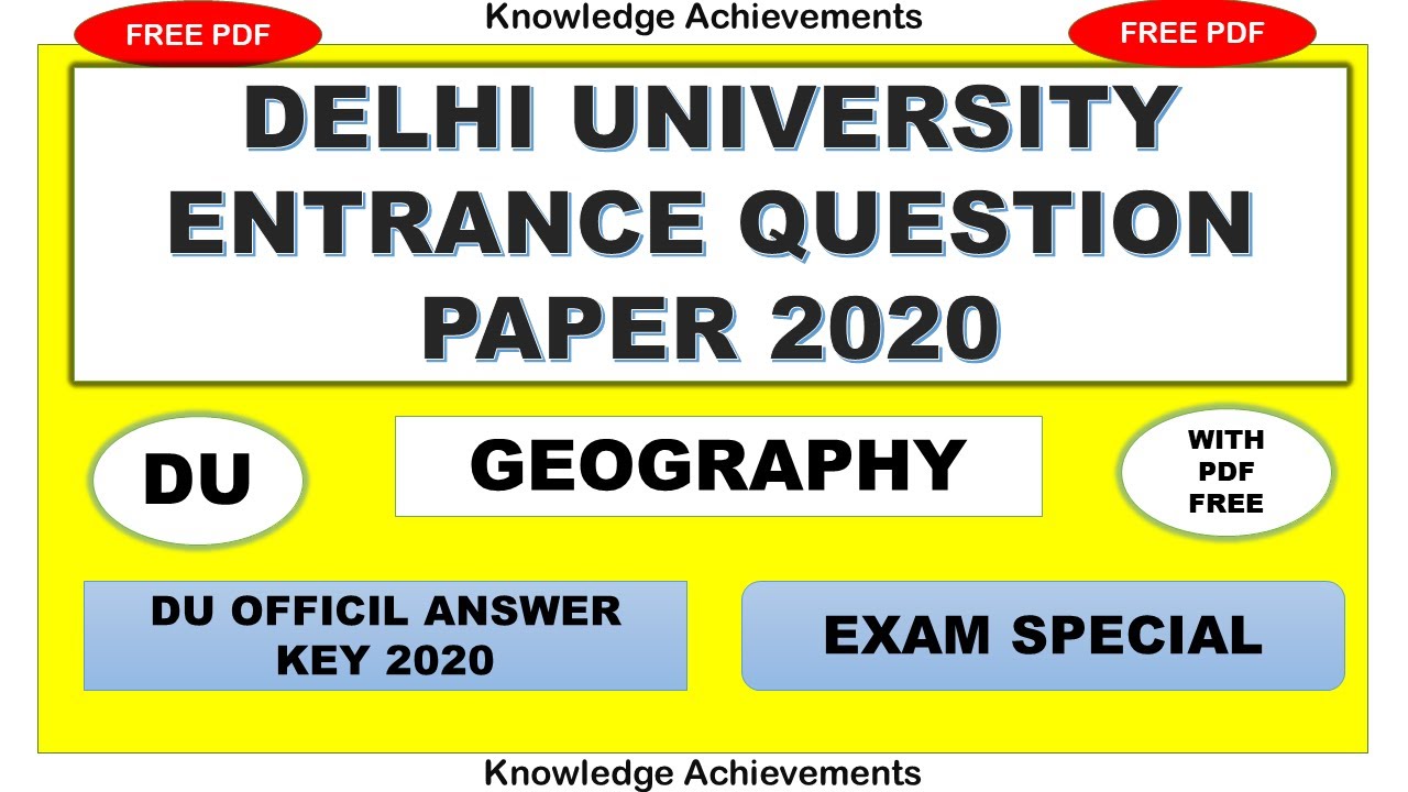 DU MA Geography Entrance Question Paper 2020 DU Geography Previous