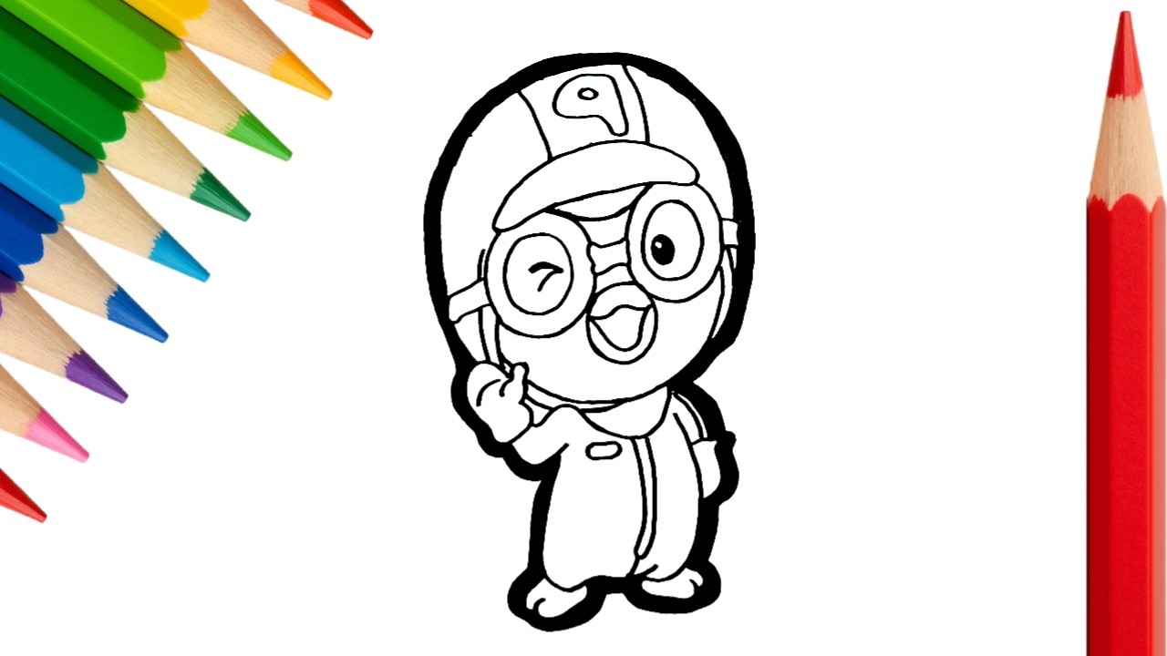 Vẽ Và Tô Màu Chú Chim Cánh Cụt Pororo Siêu Dễ Thương Cho Bé | Kinder Bé Tô Màu