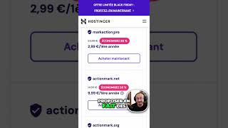 Génère ton nom de domaine GRATUIT avec l'IA Hostinger ! #shorts