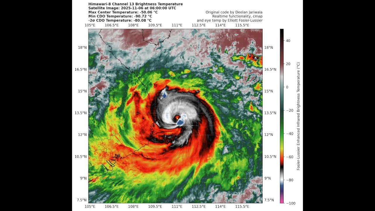 Typhoon Kalmaegi (2025) Himawari-8 FozIR Satellite Imagery