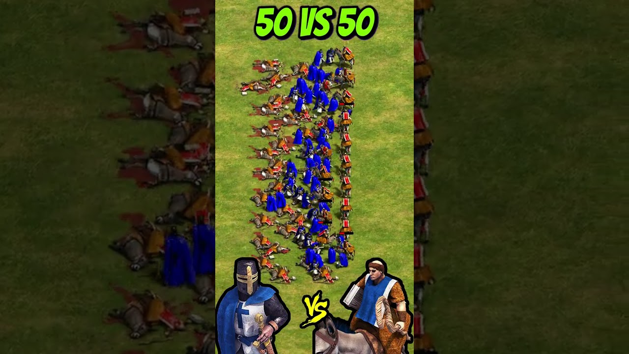 50 Elite Teutonic Knights vs 50 Missionaries (AoE2) 