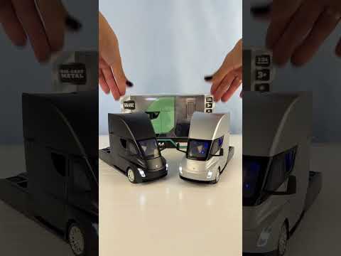 Машина метал Tesla semi truck head Тесла вантажівка зелений 1:24 світло звук 20*7*12см (AP7731), видео 1