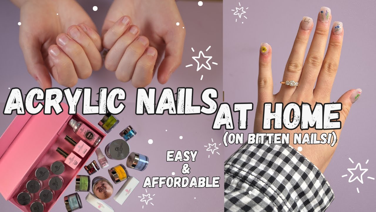 DIY Acrylic Nails at Home for Bitten Nails | Step-by-Step Transformation