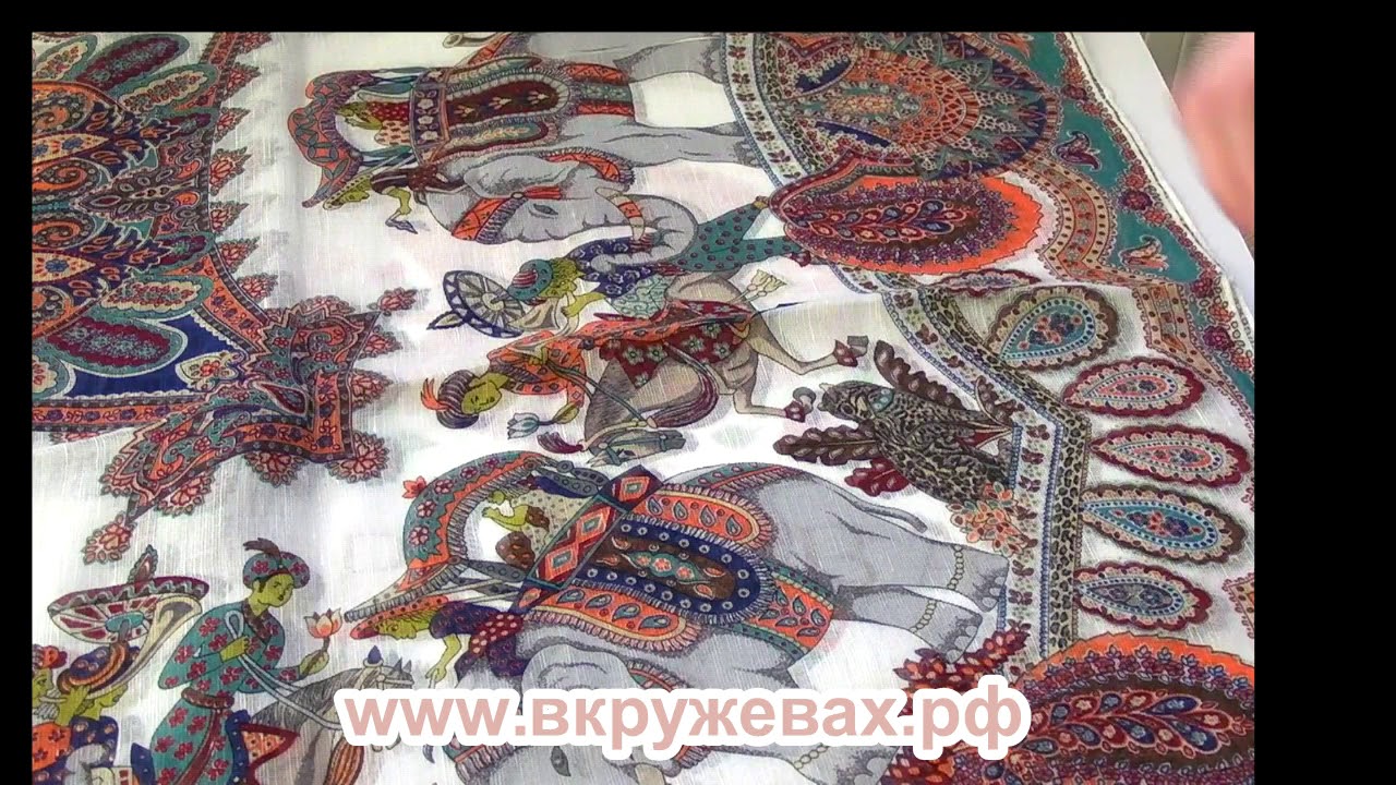 Платок Roeckl Парад слонов 140X140 - модал, лен, шелк