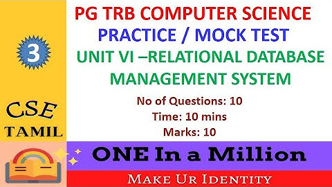 RDBMS Database Practice Test/ Mock Test / PG TRB ComputerScience/ Computer Instructor/ PG TRB CS