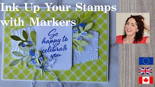 Ink up your stamps with markers and punch with bough punch