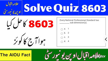 aiou 8603 solve quiz with correct answers||solve quiz 8603 with answers