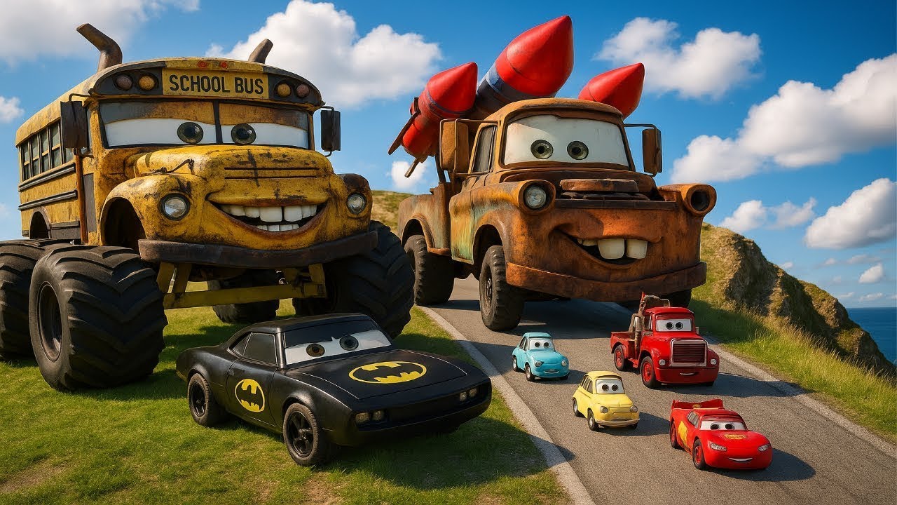 Big & Small McQueen vs Chick Hicks vs Tow Mater vs King Dinoco vs Duch Hudson - BeamNG.Drive