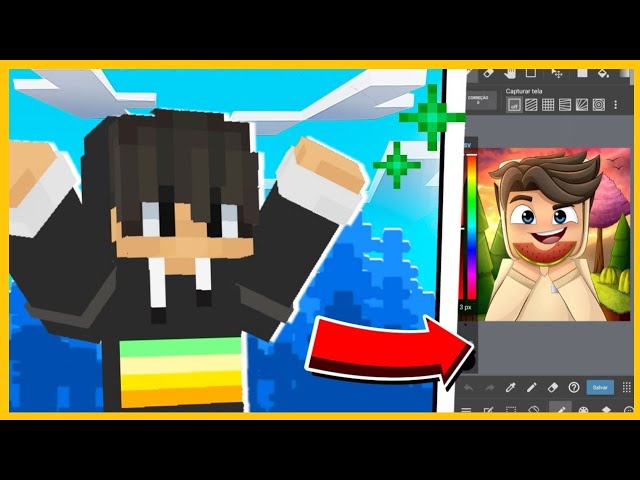 Como fazer uma SKIN CARTOON de MINECRAFT pelo CELULAR - Tutorial 