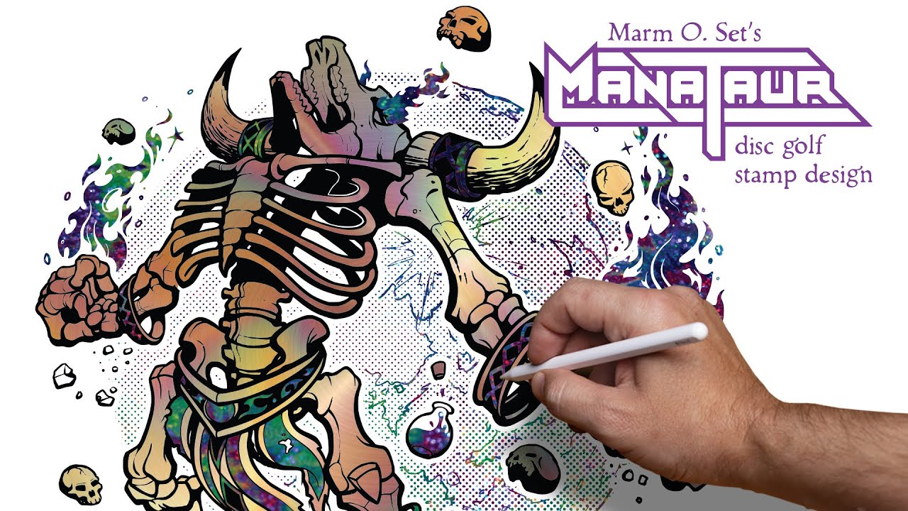 Marm O. Set's ManaTaur disc golf stamp design YouTube