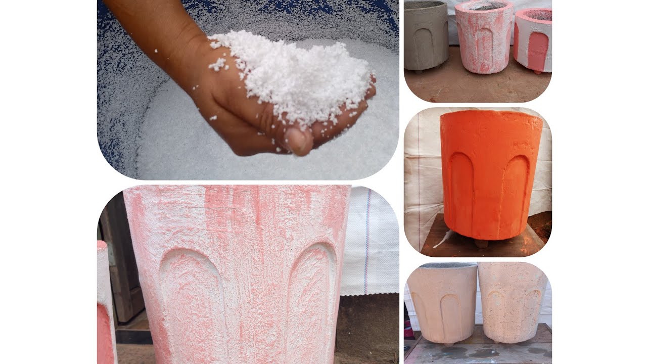 #vasoDecimento e isopor Como fazer vasos de cimento e isopor e água vasos gigante de 50 litros