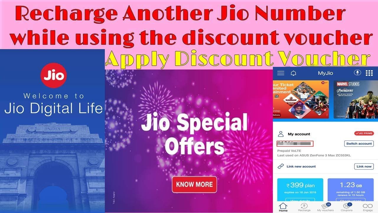Recharge Another Jio Number  while using the discount voucher