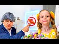 Nastya and dad pretend to play school and eat sweets  series for kids