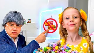 Nastya and Dad pretend to play school and eat sweets - Video series for Kids