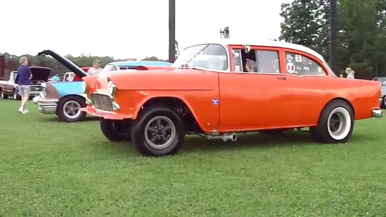 55 CHEVY "409" GASSER 4SPEED LADDER BARS STRAIGHT AXLE START UP RIDE BY YouTube