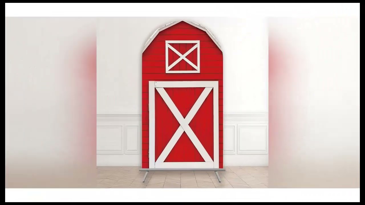 Mehofond Custom Red Barn Farm Door Kids Birthday Party Covers Arch Background Baby Shower Party D