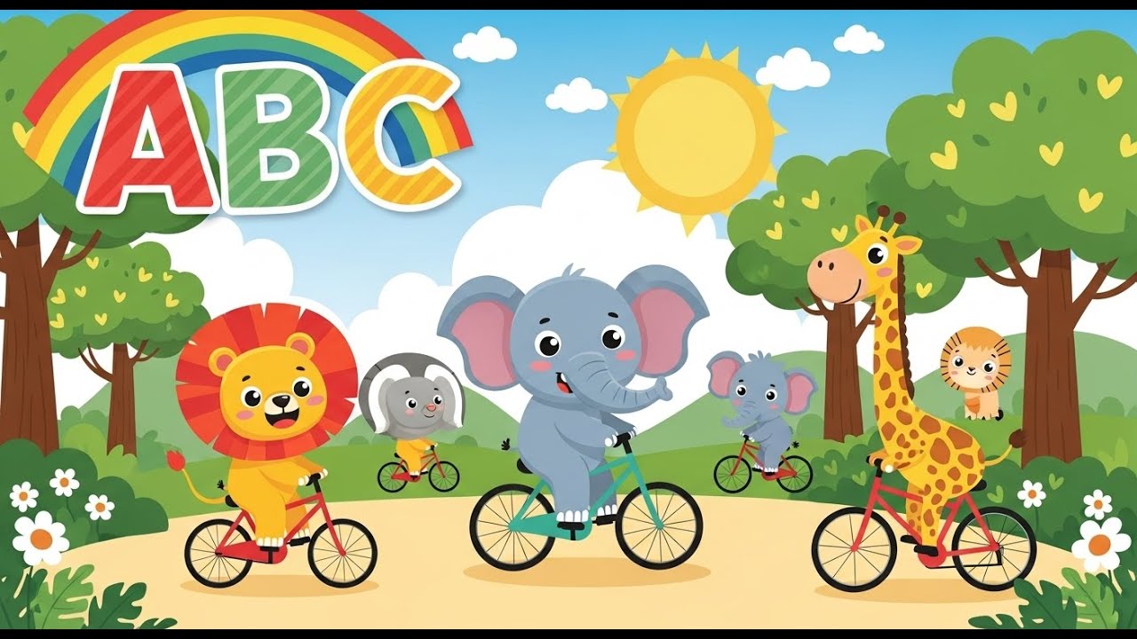 Learn ABC with Safari Animals on a Bicycle Ride 🌟 | Kids Cartoon Song