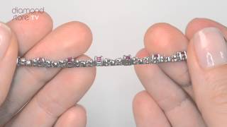 i3625 - 9K White Gold Diamond and Ruby Claw Set Link Bracelet