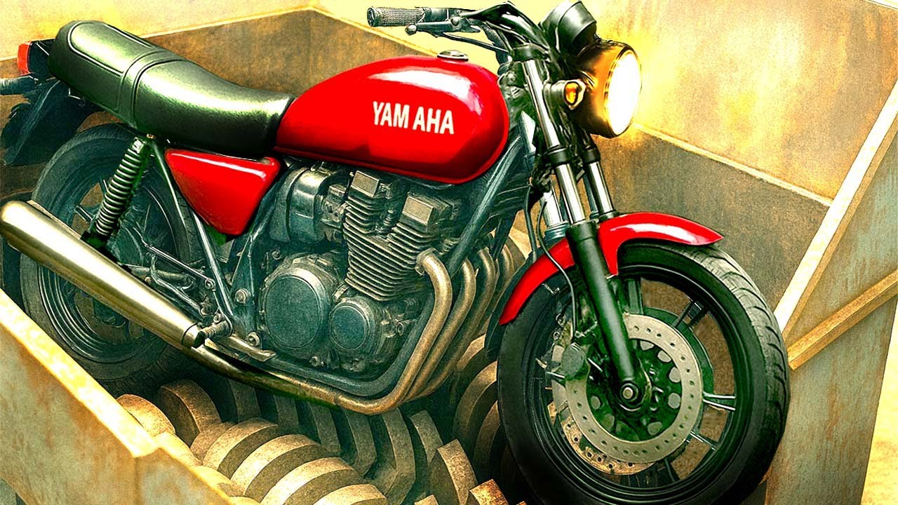 Giant Extreme Shredder Crushing Heavy Motorbike & Steel Rim in Seconds!