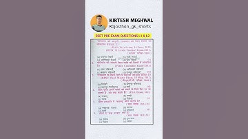 REET EXAM MOST IMPORTANT QUESTIONS Level 1 and level 2 #shortvideo #reetpre #importantquestions