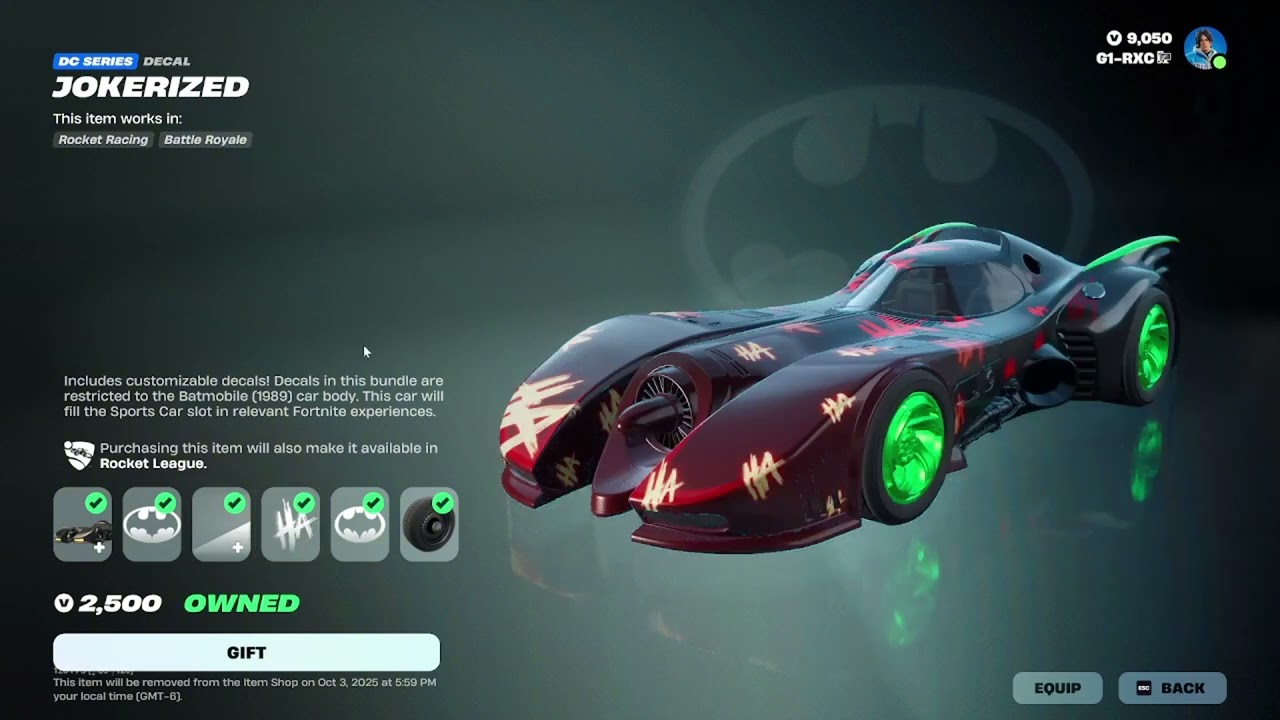 NEW! Batmobile 1989! Rocket League & Racing Item Shop September 19