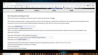Requesting an Observatory Code from the IAU Minor Planet Center
