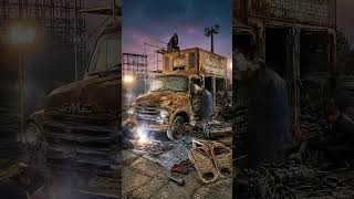 A Rusted 1950s American Drive-In Movie Projection Truck Left in a Forgotten Lot