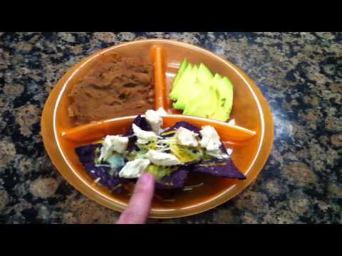 Toddler Meal Idea: Chicken Nachos with Refried Pinto Beans and Avocado