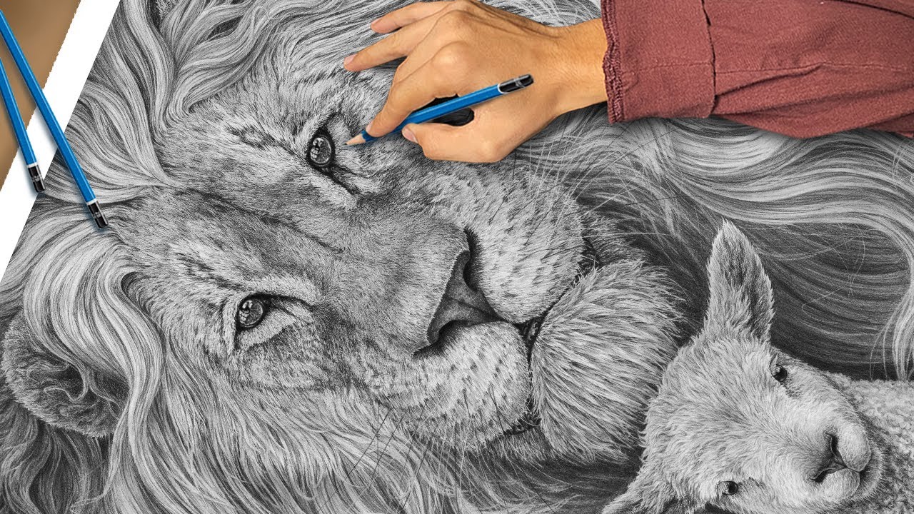 "The Lion & The Lamb" Pencil Drawing Timelapse