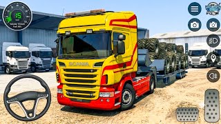 Insane Truck Driving Skills! Transporting Giant Wheels to Construction Site - Android Gameplay screenshot 3